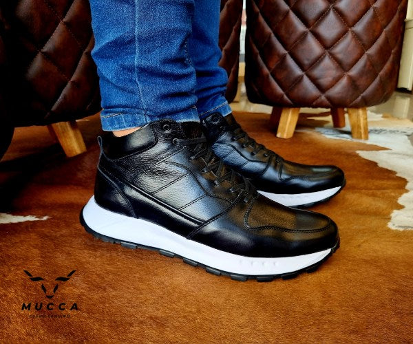 bota en cuero para hombre negra eva 6010