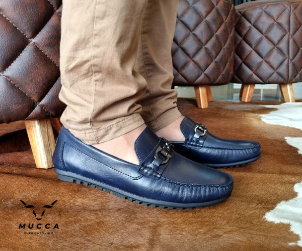 zapato mocasin Apache pegado  para hombre color azul 644 p