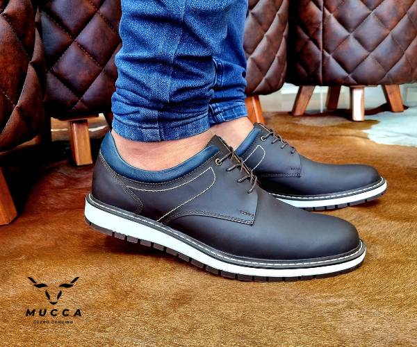 zapato casual en cuero para hombre color cafe x azul 5001