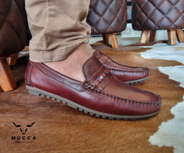 zapato mocasin Apache pegado  para hombre color coñag 656 p