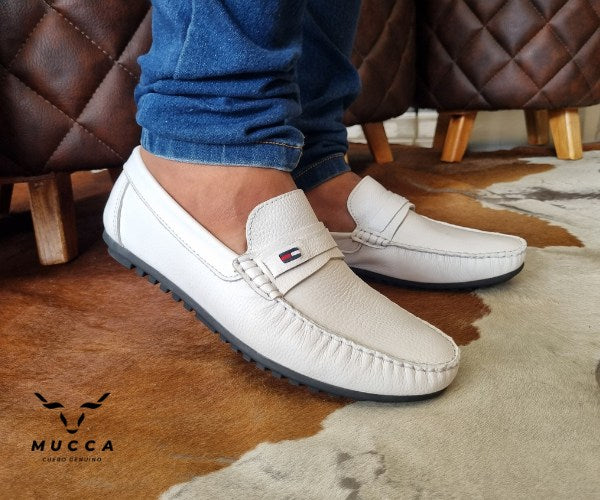 zapato mocasin Apache pegado  para hombre color  blanco 585 p