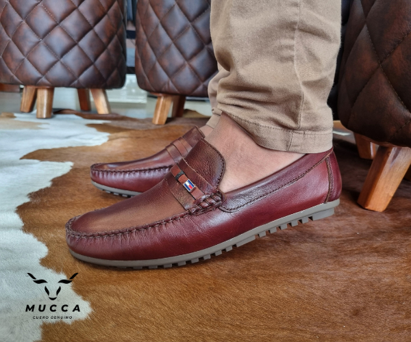 zapato mocasin Apache pegado  para hombre color coñag 656 p
