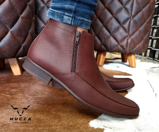 bota en cuero clasica para hombre color sangria con cierre 622