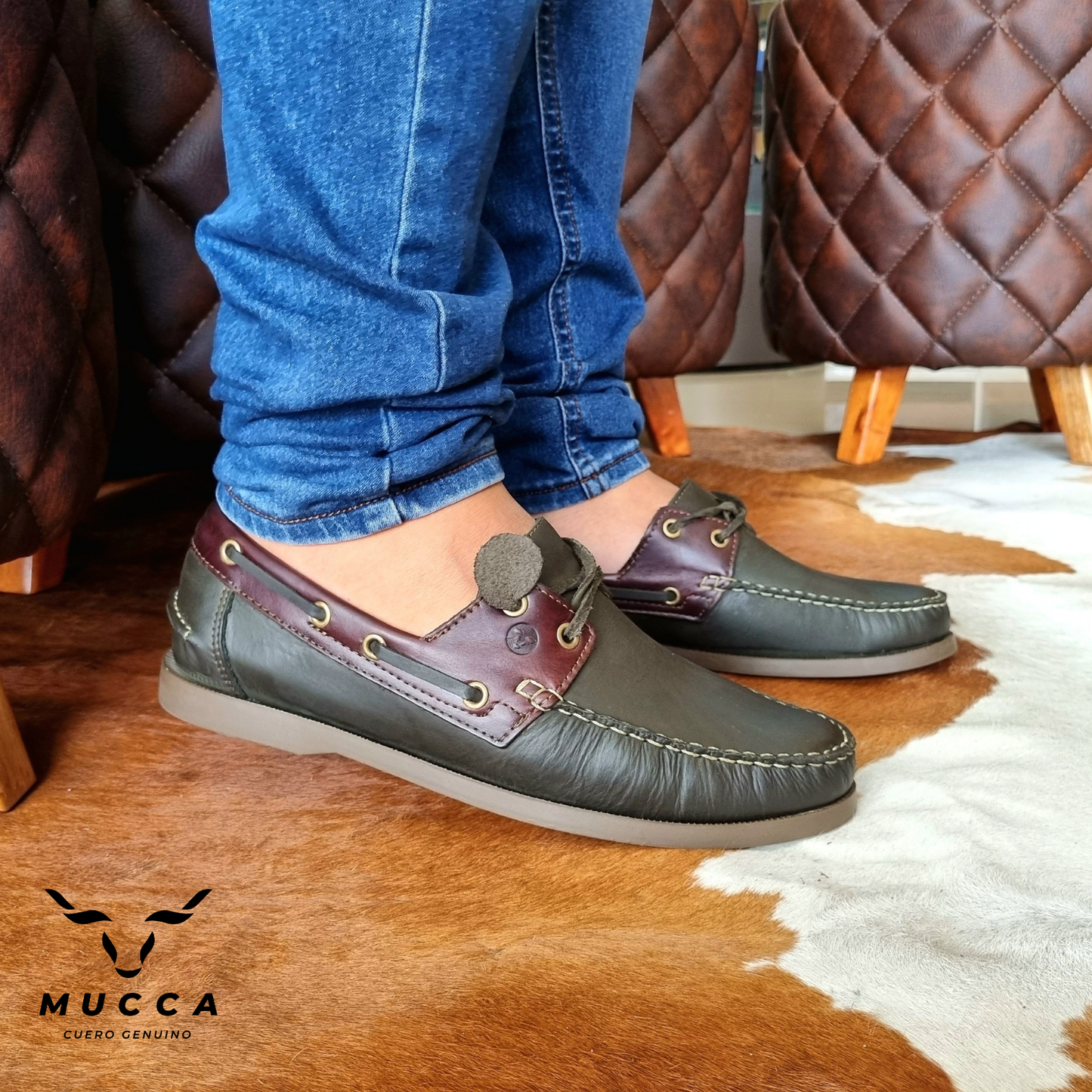 zapato mocasin Apache sperry nautico para hombre color toledo verde x versalles cafe 731