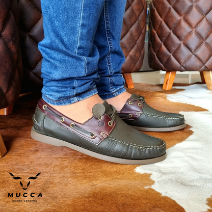zapato mocasin Apache sperry nautico para hombre color toledo verde x versalles cafe 731