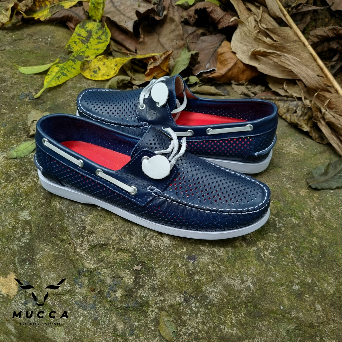 zapato mocasin Apache sperry nautico para hombre color azul perforado x blanco 731