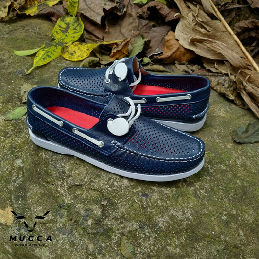 zapato mocasin Apache sperry nautico para hombre color azul perforado x blanco 731
