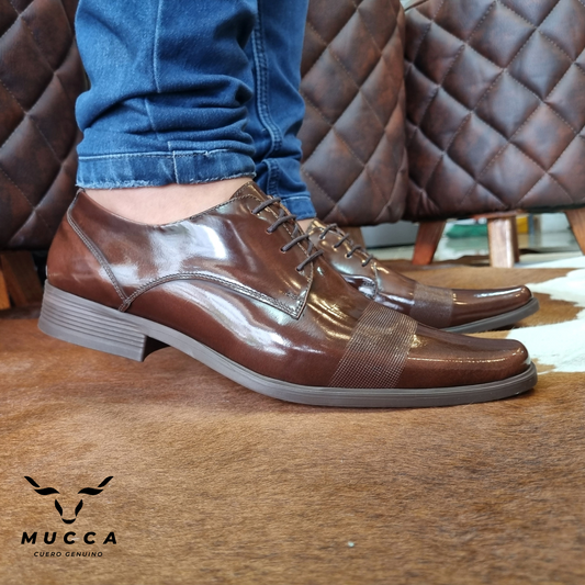 zapato clasico en cuero para hombre color caramelo 713