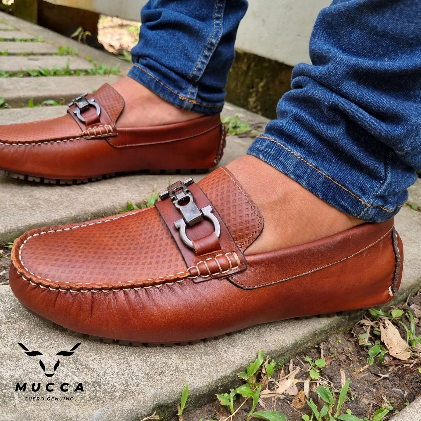 zapato mocasin Apache enchasado para hombre color miel  631