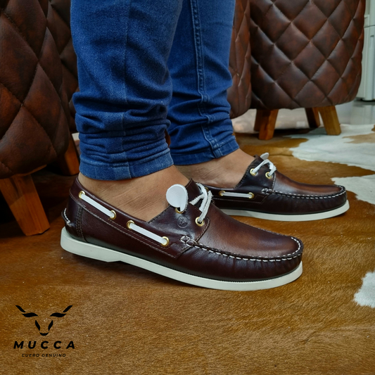 zapato mocasin Apache sperry nautico para hombre color cafe x blanco 731