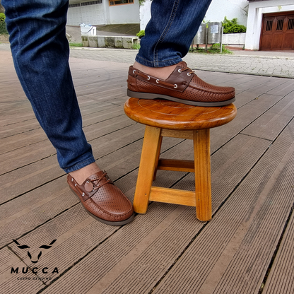 zapato mocasin Apache sperry nautico para hombre color comogli coñag xcafe perforado 731