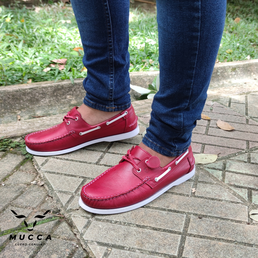 zapato mocasin Apache sperry nautico para hombre color rojo x blanco 731