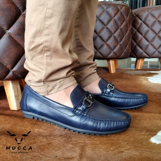 zapato mocasin Apache pegado  para hombre color azul 644 p