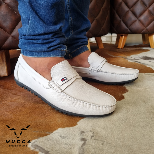zapato mocasin Apache pegado  para hombre color  blanco 585 p