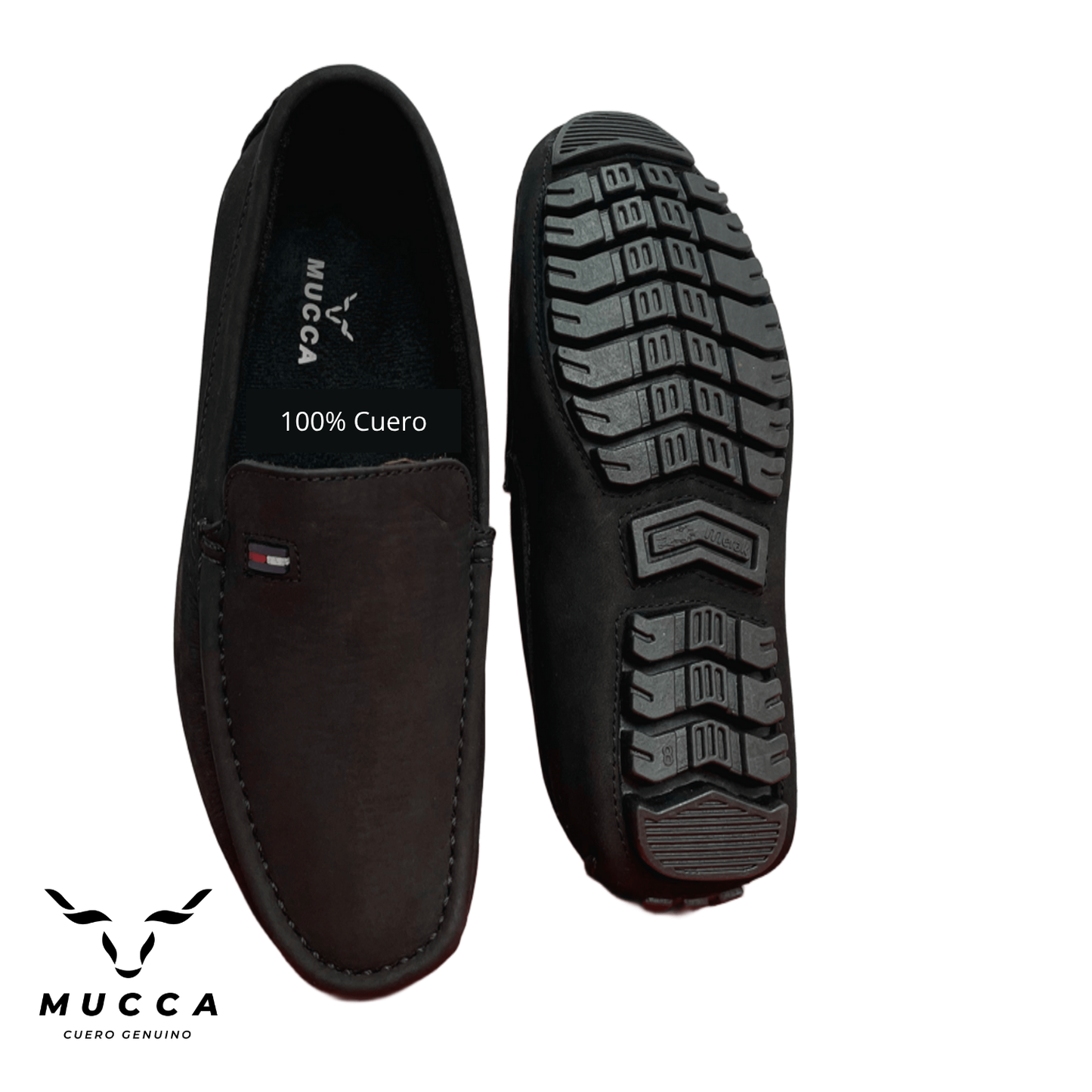 zapato mocasin Apache enchasado para hombre color nobuck negro 585