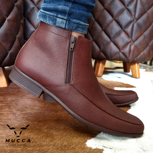 bota en cuero clasica para hombre color sangria con cierre 622