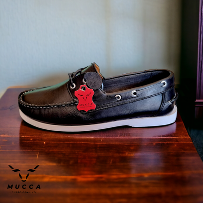 zapato mocasin Apache sperry nautico para hombre color  negro suela blanca 731
