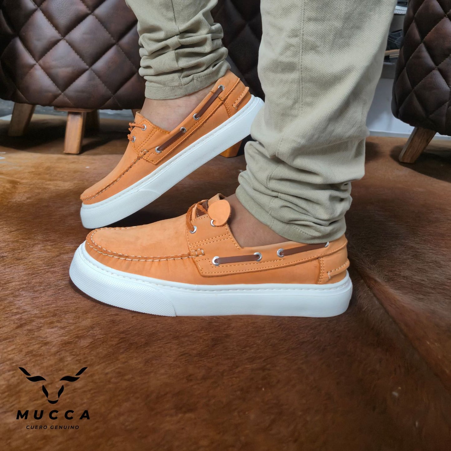 zapato mocasin Apache sperry nautico eva para hombre color nobuck tangerin x coñag eva 531