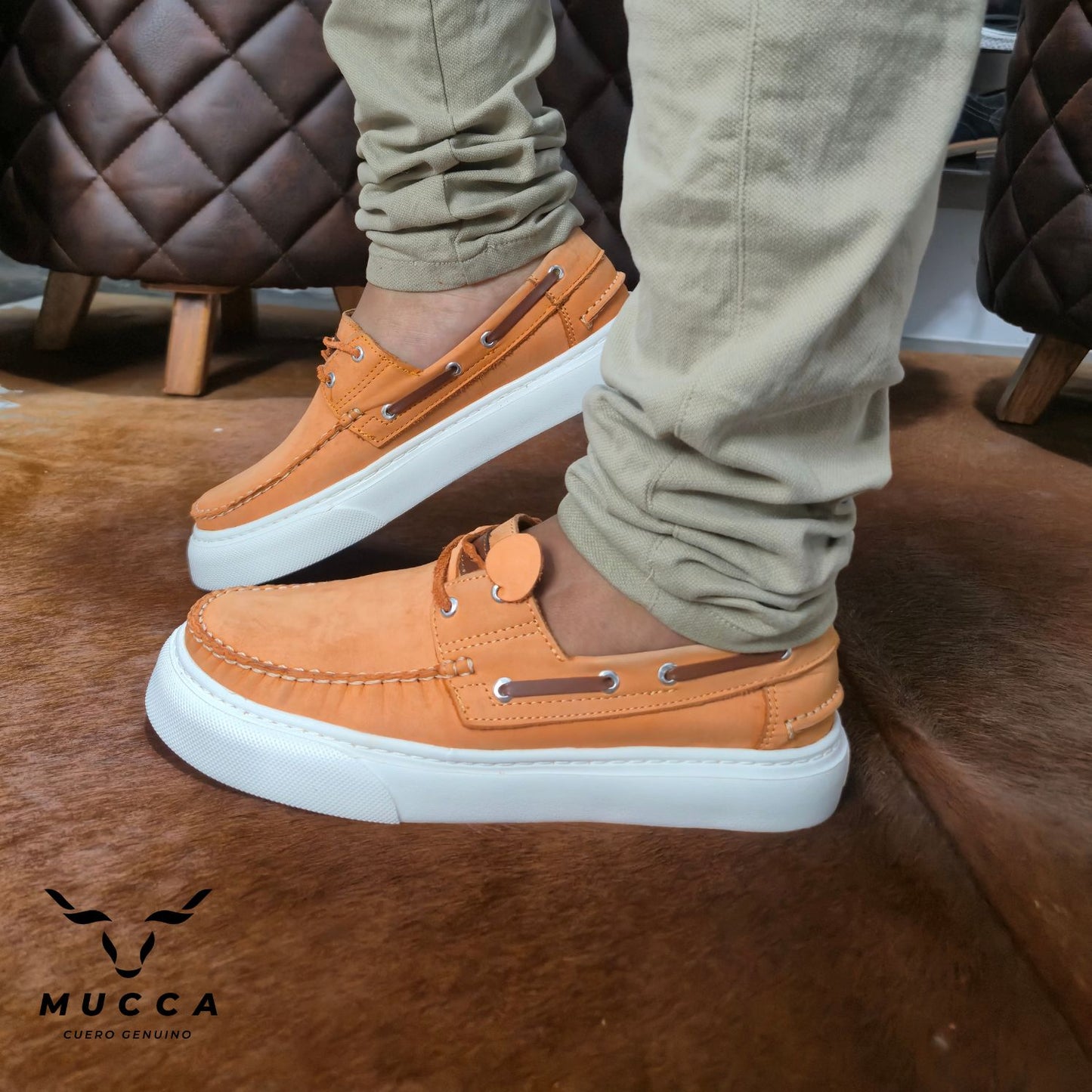 zapato mocasin Apache sperry nautico eva para hombre color nobuck tangerin x coñag eva 531