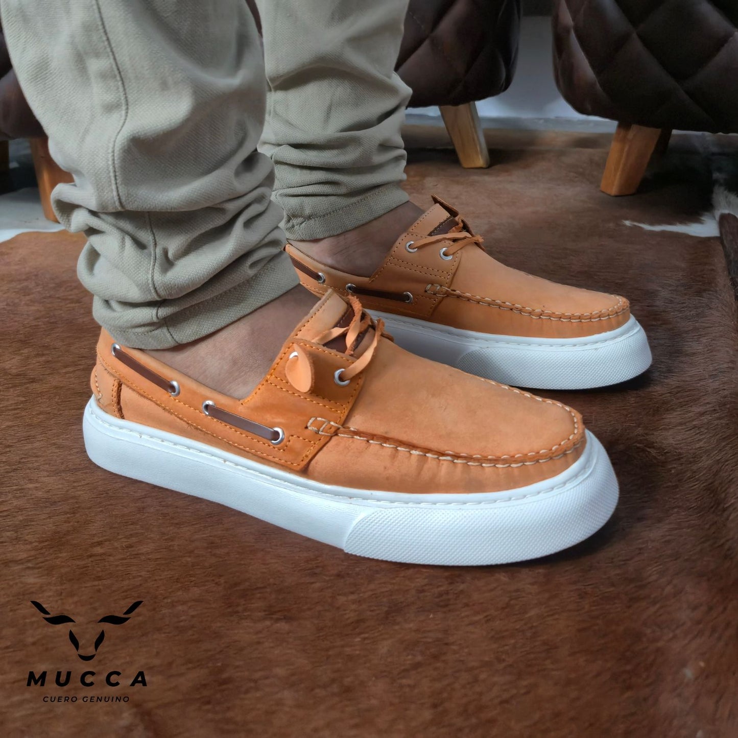 zapato mocasin Apache sperry nautico eva para hombre color nobuck tangerin x coñag eva 531