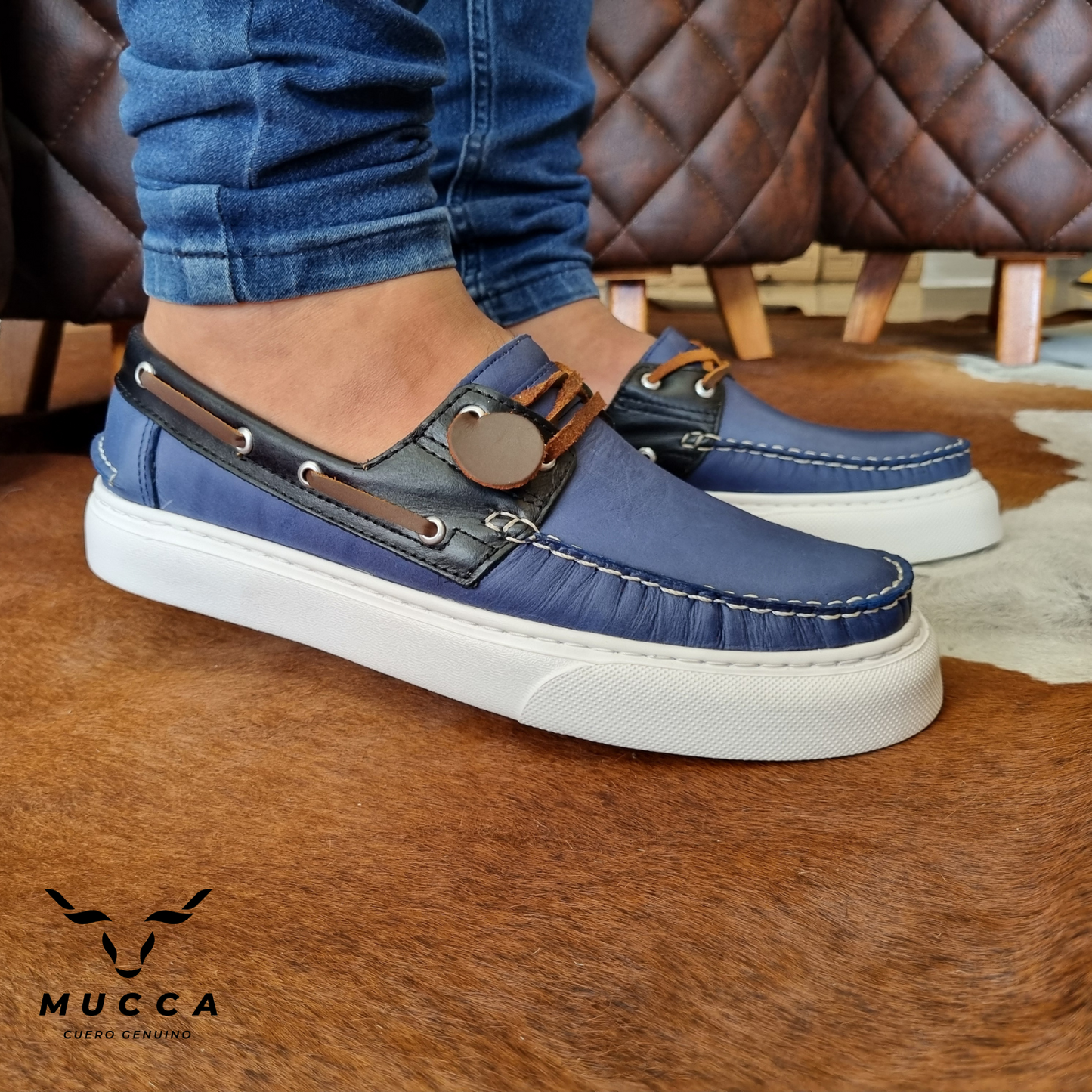 zapato mocasin Apache sperry nautico eva para hombre color rustico azul x negro eva 531