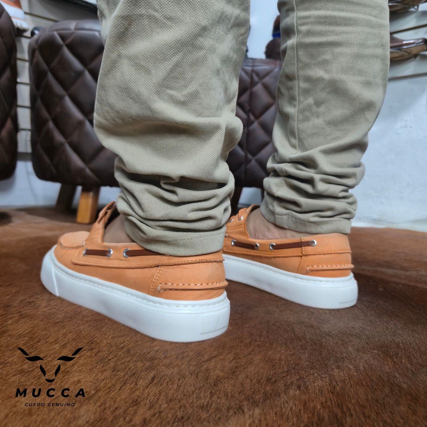 zapato mocasin Apache sperry nautico eva para hombre color nobuck tangerin x coñag eva 531
