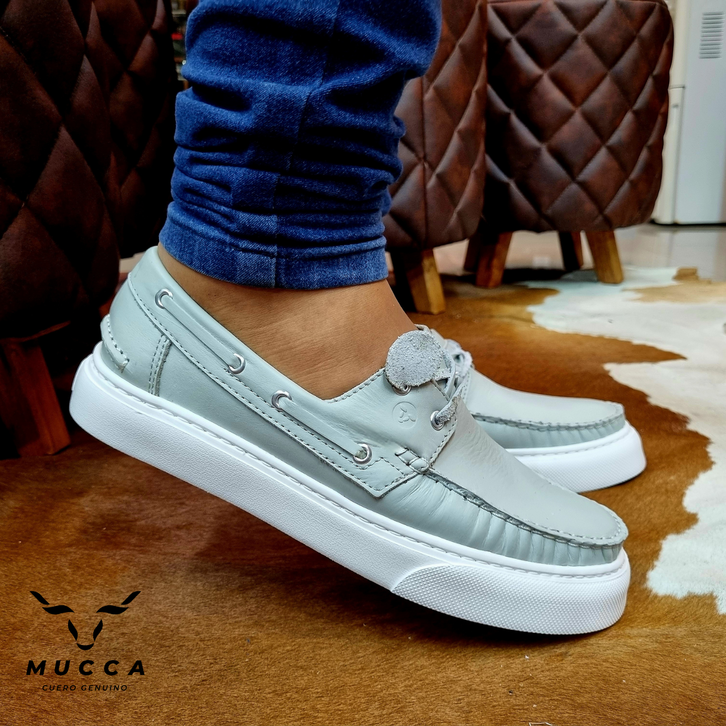 zapato mocasin Apache sperry nautico eva para hombre color gris roca eva 531