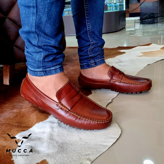 zapato mocasin Apache enchasado para hombre color miel 550