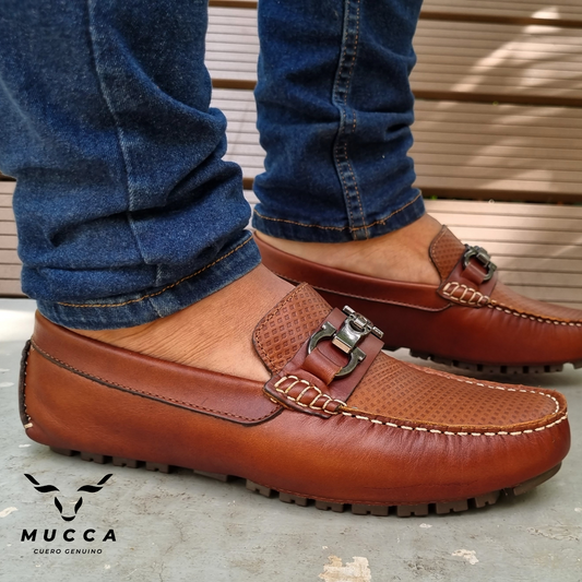 zapato mocasin Apache enchasado para hombre color miel  631