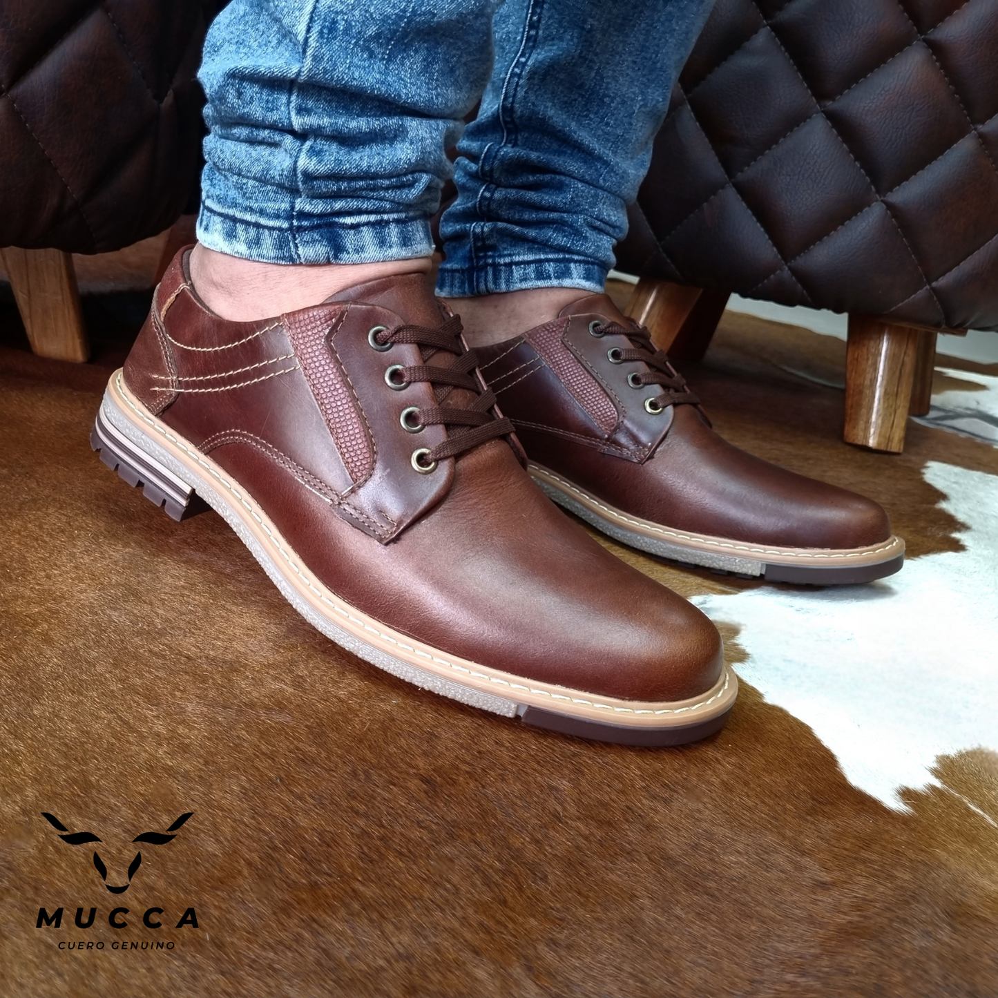 zapato casual en cuero para hombre cafe x miel  809