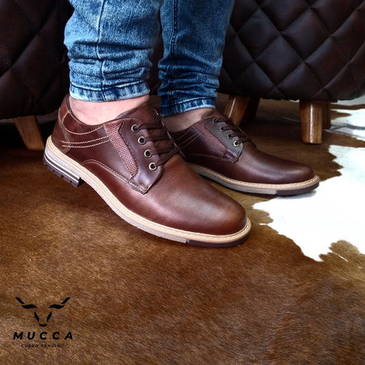 zapato casual en cuero para hombre cafe x miel  809