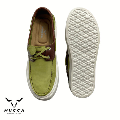 zapato mocasin Apache sperry nautico eva para hombre color nobuck verde x coñag eva 531
