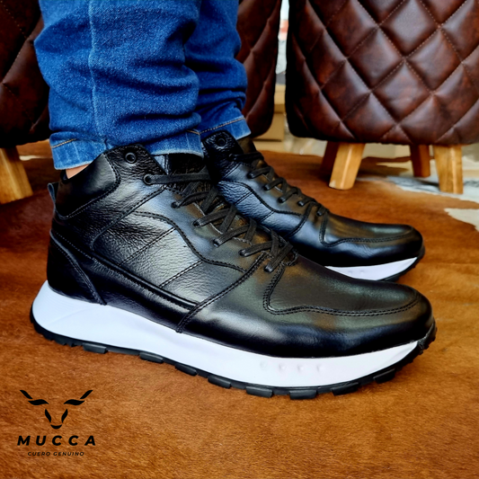 bota en cuero para hombre negra eva 6010