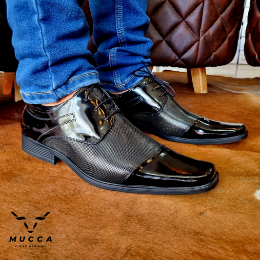 zapato clasico en cuero para hombre color anteraz negro 726