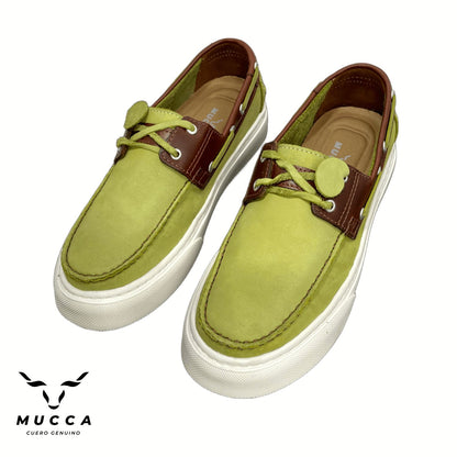 zapato mocasin Apache sperry nautico eva para hombre color nobuck verde x coñag eva 531