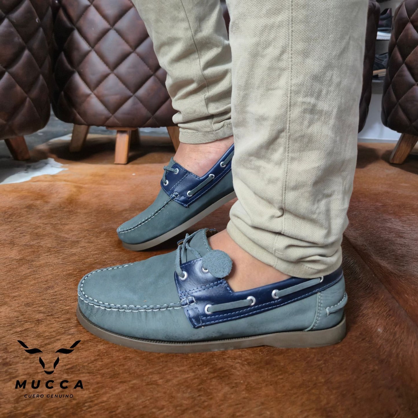 zapato mocasin Apache sperry nautico para hombre color gris x azul  731