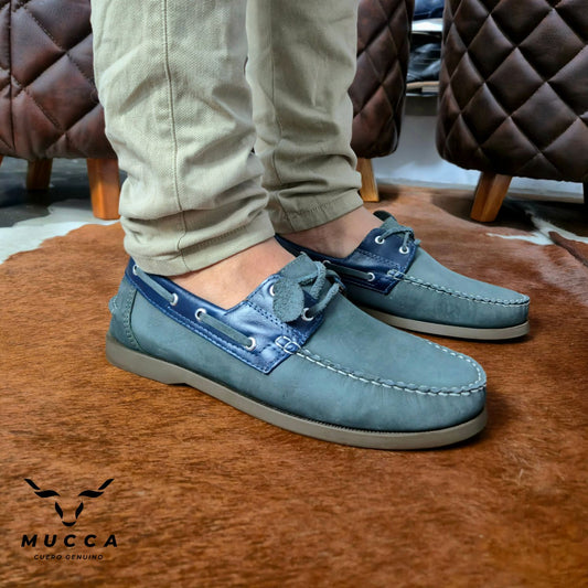 zapato mocasin Apache sperry nautico para hombre color gris x azul  731