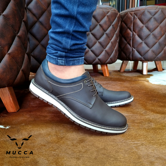 zapato casual en cuero para hombre color cafe x azul 5001
