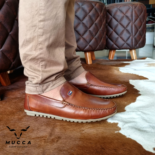 zapato mocasin Apache pegado  para hombre color miel 585 p