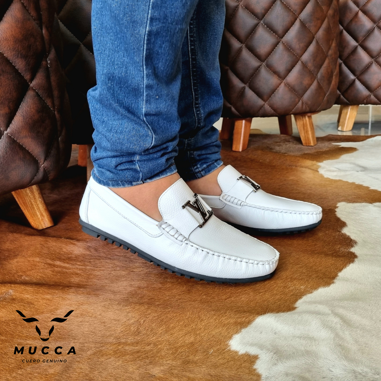 zapato mocasin Apache pegado  para hombre color  blanco 568 p