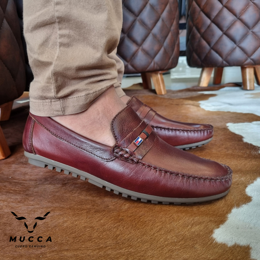 zapato mocasin Apache pegado  para hombre color coñag 656 p