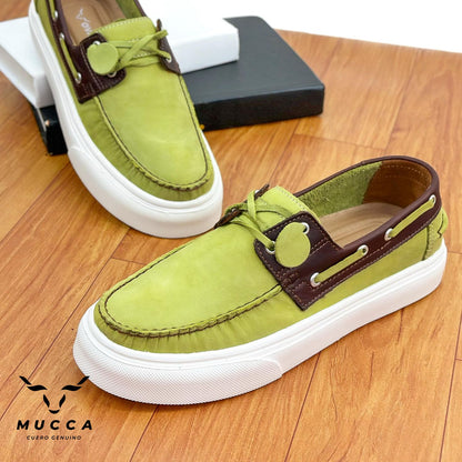 zapato mocasin Apache sperry nautico eva para hombre color nobuck verde x coñag eva 531