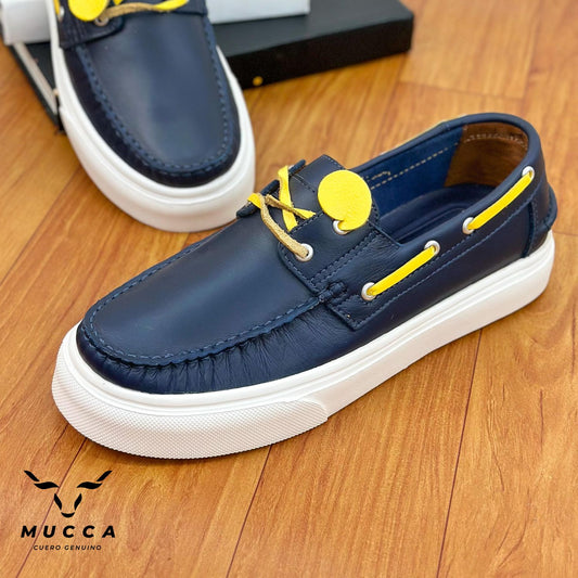 zapato mocasin Apache sperry nautico eva para hombre color sheraton azul x amarillo eva 531