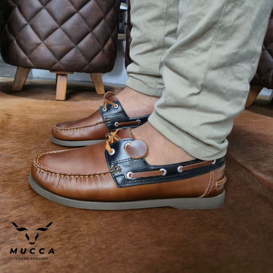 zapato mocasin Apache sperry nautico para hombre color versalles miel x negro 731