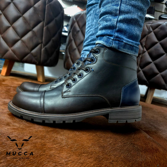 bota en cuero para hombre color hamton cafe x azul  954