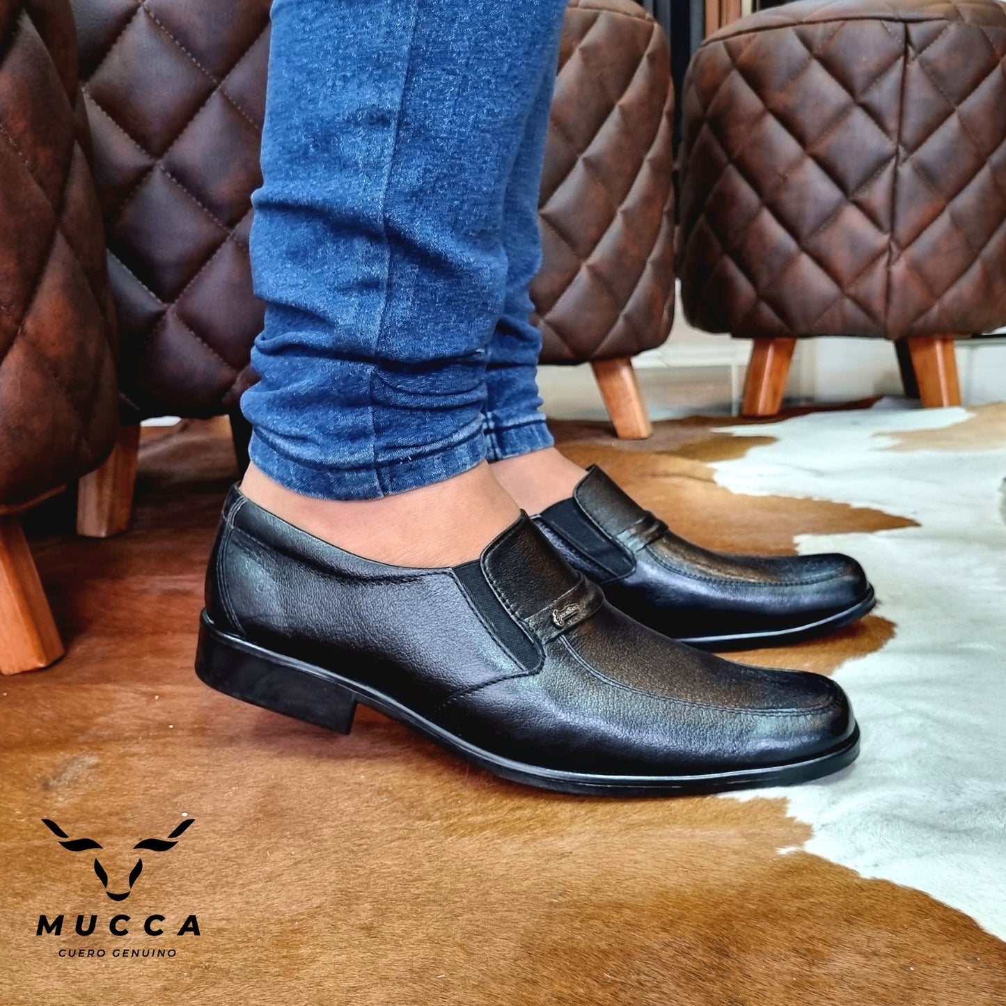 zapato clasico en cuero para hombre color negro 653