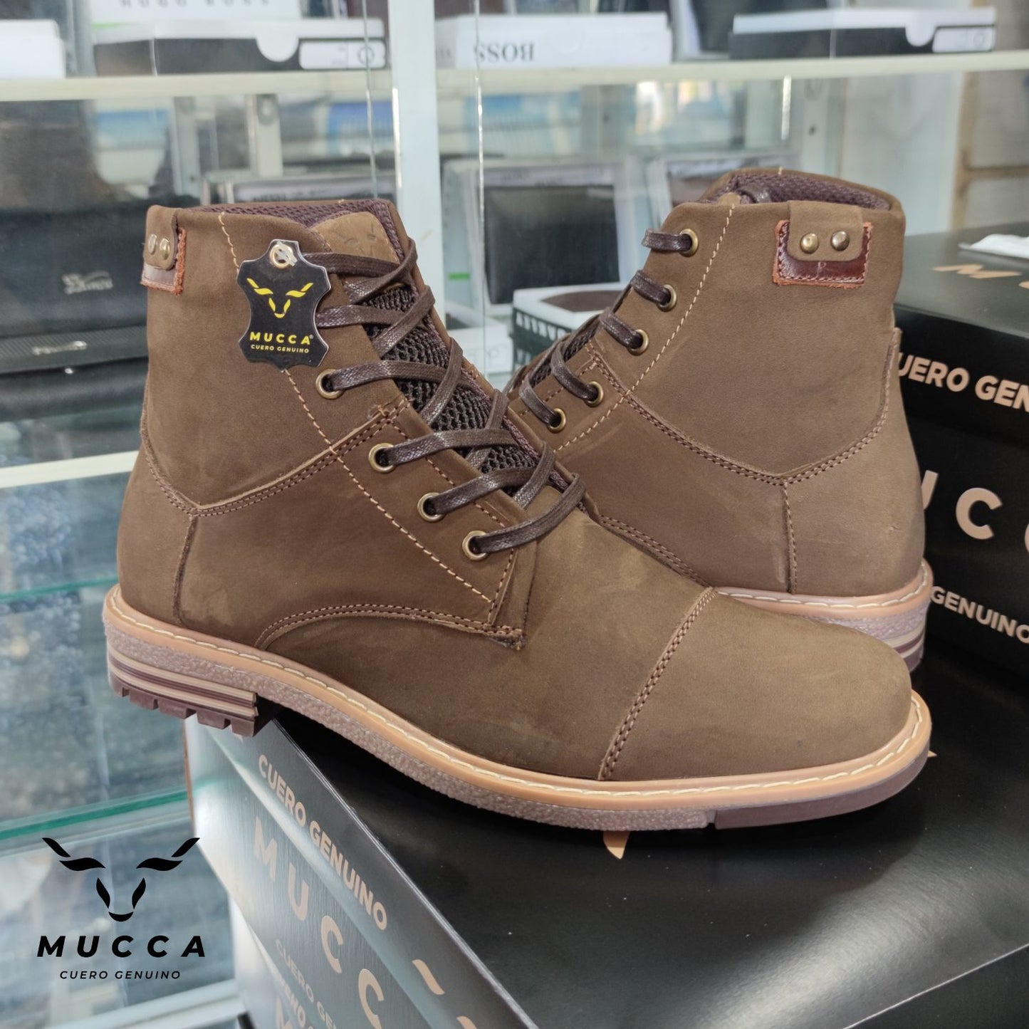 bota en cuero para hombre nobuck vison 860