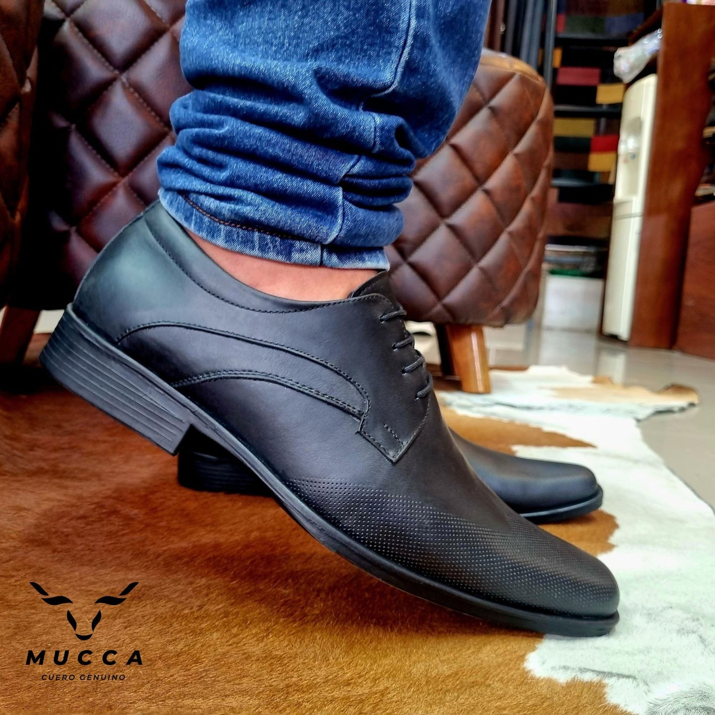 zapato clasico en cuero para hombre color negro 1725